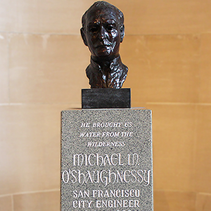 San Francisco City Engineer Michael O'Shaughnessy led Hetch Hetchy Reservoir project honored in City Hall. 