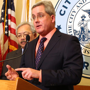 City Attorney Dennis Herrera at a press conference Jan. 31, 2017 announcing his lawsuit against President Trump for his unconstitutional executive order targeting sanctuary cities.